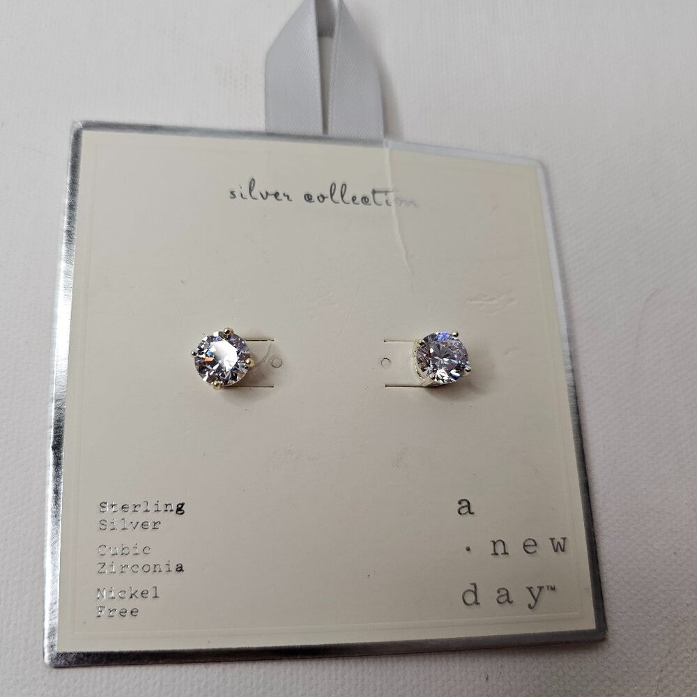 A New Day Silver Collection Earrings Sterling Cubic Zirconia